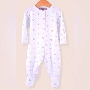 NWT fleurisse Pima Moon and Stars Pink Stretchie- Size 9-12M